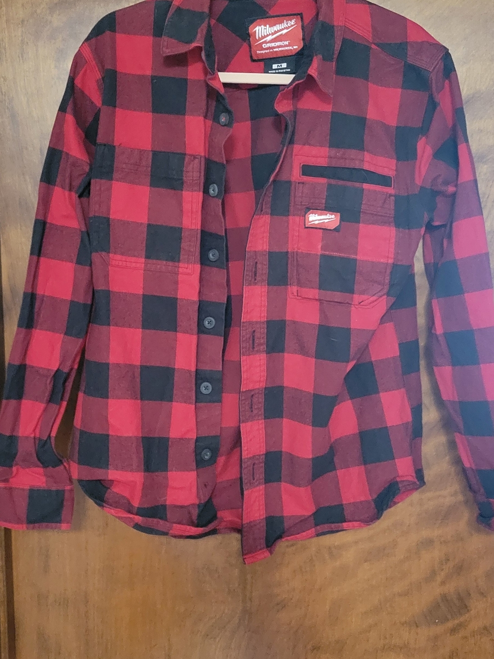 Milwaukee GRIDIRON Men's Red & Black Plaid Button-Down Shirt